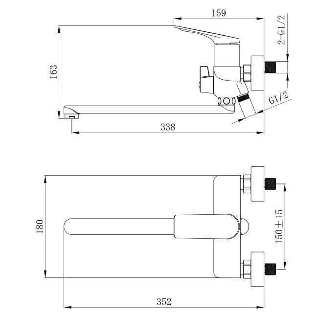 Змішувач для ванни Qtap Vlasta New з довгим поворотним виливом (з душовим гарнітуром) QTVLA260CRM45644 Chrome 2