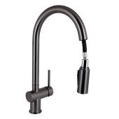 Змішувач для кухні Qtap Rozcesti з висувним виливом з підключенням для питної води QTROZ366GMB45939 Gunmetal Black PVD Змішувач для кухні Qtap Rozcesti з висувним виливом з підключенням для питної води QTROZ366GMB45939 Gunmetal Black PVD