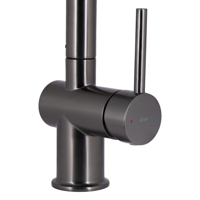 Змішувач для кухні Qtap Rozcesti з висувним виливом з підключенням для питної води QTROZ366GMB45939 Gunmetal Black PVD Змішувач для кухні Qtap Rozcesti з висувним виливом з підключенням для питної води QTROZ366GMB45939 Gunmetal Black PVD
