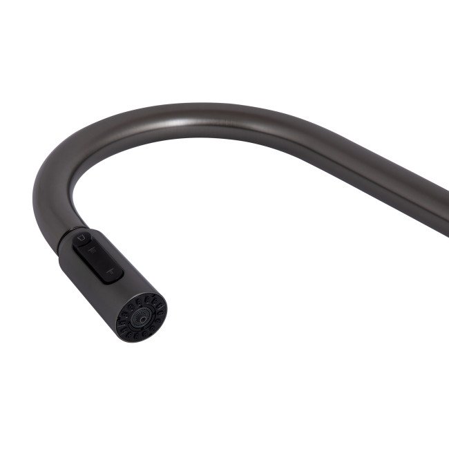 Змішувач для кухні Qtap Rozcesti з висувним виливом з підключенням для питної води QTROZ366GMB45939 Gunmetal Black PVD Змішувач для кухні Qtap Rozcesti з висувним виливом з підключенням для питної води QTROZ366GMB45939 Gunmetal Black PVD