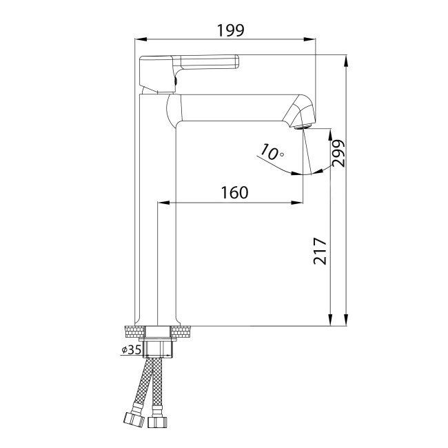 Змішувач для раковини Qtap Cardinal високий QTCAR269CRM45655 Chrome 2