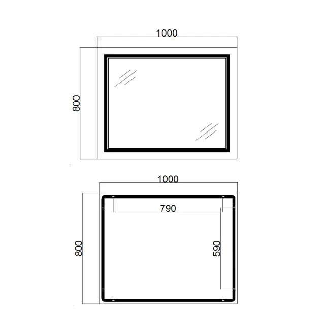 Дзеркало Qtap Cardinal 1000х800 з LED-підсвічуванням Touch, з антизапотіванням, з димером, рег. темп. кольору (3000-6500K) QT0478C10080 2 Дзеркало Qtap Cardinal 1000х800 з LED-підсвічуванням Touch, з антизапотіванням, з димером, рег. темп. кольору (3000-6500K) QT0478C10080 2