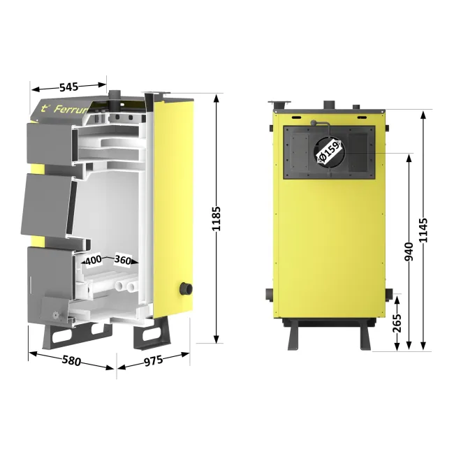 Котел твердопаливний сталевий Thermo Alliance Ferrum W V 5.0 FW 14 2 Котел твердопаливний сталевий Thermo Alliance Ferrum W V 5.0 FW 14 2