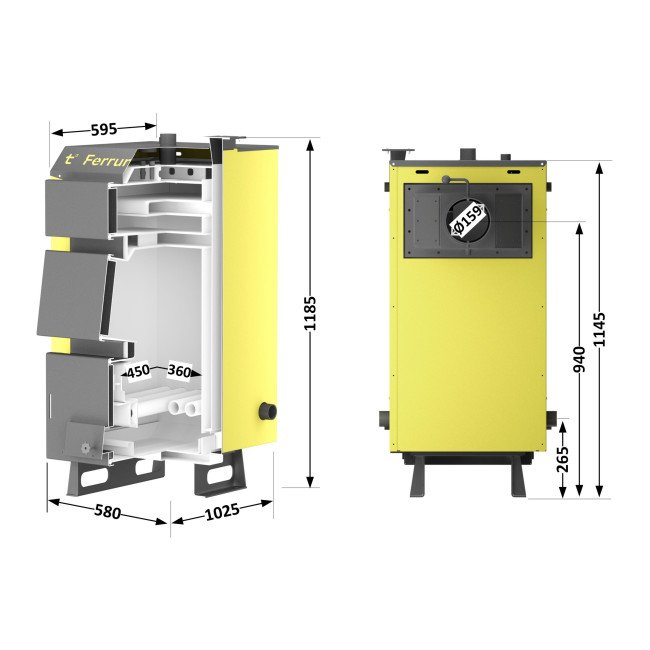 Котел твердопаливний сталевий Thermo Alliance Ferrum W V 5.0 FW 18 2 Котел твердопаливний сталевий Thermo Alliance Ferrum W V 5.0 FW 18 2