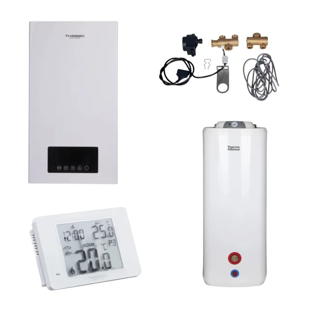 Комплексне рішення Thermo Alliance для котельні: електричний котел 12 кВт + комплект підключення бойлера + комбінований підлоговий водонагрівач 100 л Комплексне рішення Thermo Alliance для котельні: електричний котел 12 кВт + комплект підключення бойлера + комбінований підлоговий водонагрівач 100 л