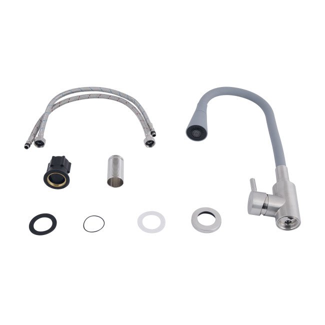 Змішувач для кухні Lidz Aria 015F31 з гнучким виливом (k35) LDARI015F31GNK31871 Grey / Nickel Змішувач для кухні Lidz Aria 015F31 з гнучким виливом (k35) LDARI015F31GNK31871 Grey / Nickel