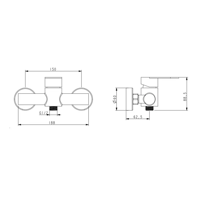 Змішувач для душу Lidz Luna 010 (з душовим гарнітуром) (k35) LDLUN010NKS46095 Nickel 2 Змішувач для душу Lidz Luna 010 (з душовим гарнітуром) (k35) LDLUN010NKS46095 Nickel 2