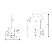 Змішувач для кухні Lidz Wind 161F двохвентильний LDWIN161FNKS46098 Nickel