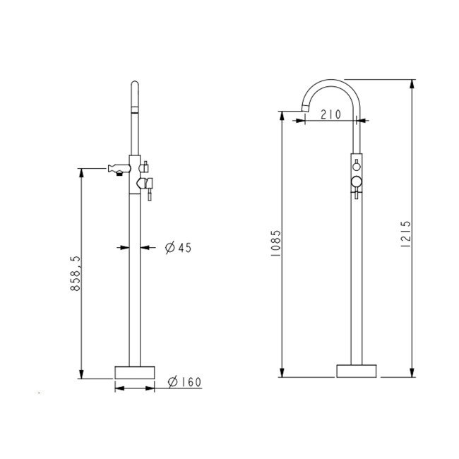 Змішувач для ванни Lidz Aria 004 підлоговий (з душовим гарнітуром) (k35) LDARI004NKS46099 Nickel 2