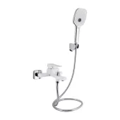 Змішувач для ванни Qtap Gemini (з душовим гарнітуром) QTGEM259CRW45683 Chrome/White