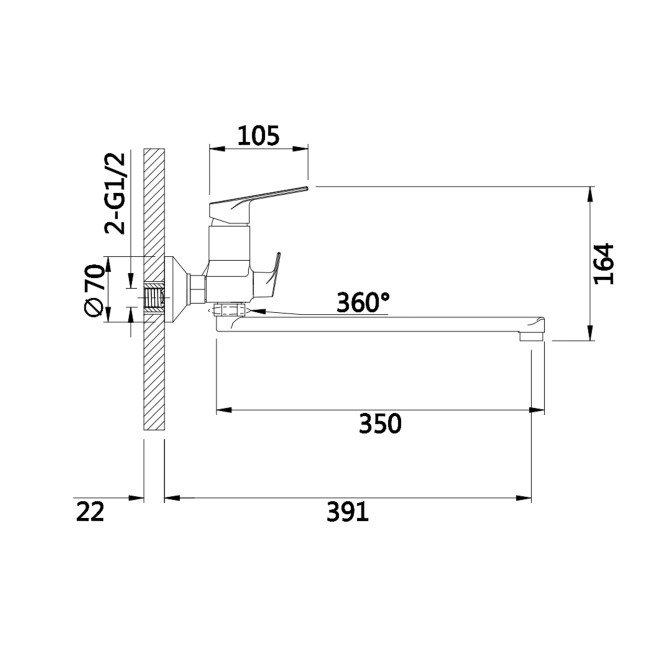 Змішувач для ванни Qtap Stenava New з поворотним виливом (з душовим гарнітуром) QTSTE2601CRM45536 Chrome 2