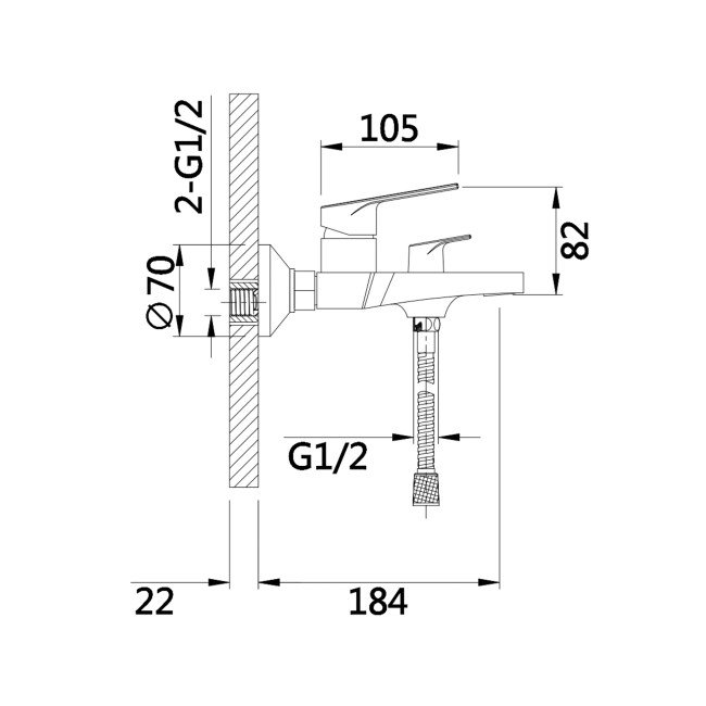 Змішувач для ванни Qtap Stenava New (з душовим гарнітуром) QTSTE259CRM45537 Chrome 2