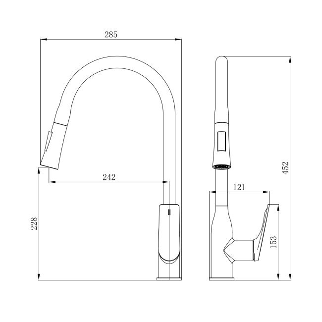 Змішувач для кухні Qtap Vlasta New з висувним виливом QTVLA344GMB45647 Gunmetal Black PVD 2