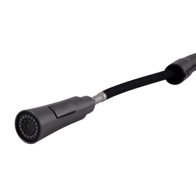 Змішувач для кухні Qtap Vlasta New з висувним виливом QTVLA344GMB45647 Gunmetal Black PVD