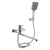 Змішувач для ванни Qtap Aries з довгим поворотним виливом (з душовим гарнітуром) QTARI2601CRM45558 Chrome