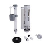 Qtap HY3 (Nando) комплект арматури для бачка унітазу з подвійною круглою кнопкою змиву 4,8 см та клапаном нижньої подачі води, 3/6L CHR