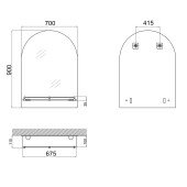Дзеркало Lidz Tani 140.07.03 (1) 700х900х110 настінне з поличкою прямокутне з дугоподібним верхом LD78TA7090