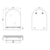 Дзеркало Lidz Tani 140.07.03 500х690х110 настінне з поличкою прямокутне з дугоподібним верхом LD78TA5069