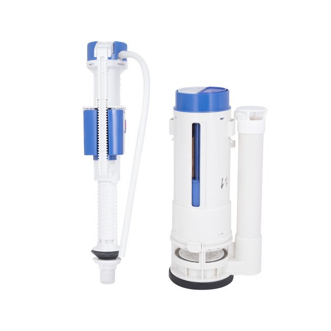 Комплект арматури Qtap WDI для бачка унітаза-моноблок Swan з подвійною круглою кнопкою змиву та клапаном нижньої подачі води, 3/6L CHR