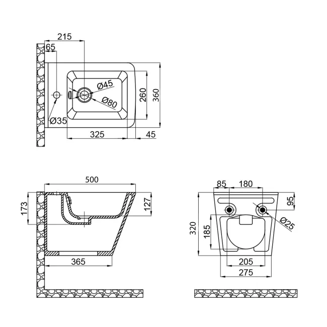 Біде підвісне Qtap Tern 500x360x320 White QT17551303GW 2 Біде підвісне Qtap Tern 500x360x320 White QT17551303GW 2