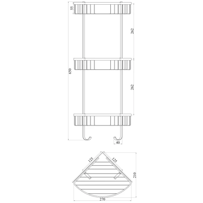 Поличка потрійна кутова TOPAZ 4134