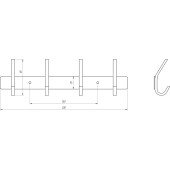 Планка з гачками Globus Lux BQ9435-4 чорна матова SUS304 Планка з гачками Globus Lux BQ9435-4 чорна матова SUS304