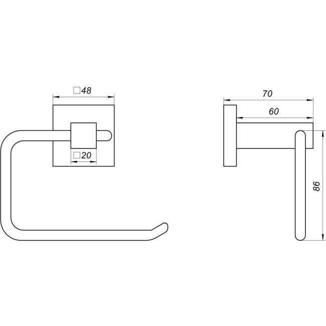 Тримач туалетного паперу Globus Lux SQ 9416 SUS304 Тримач туалетного паперу Globus Lux SQ 9416 SUS304
