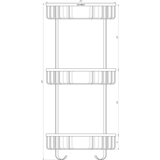 Поличка в душову SS8477-кутова Потрійна НЕРЖ-SUS304-(200*200*600мм)-(Globus Lux) 2 Поличка в душову SS8477-кутова Потрійна НЕРЖ-SUS304-(200*200*600мм)-(Globus Lux) 2