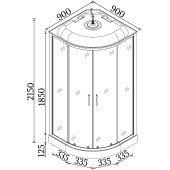 Душовий бокс півкруглий BARYCZ L90GBS (L90B) BRAVO (4уп.)
