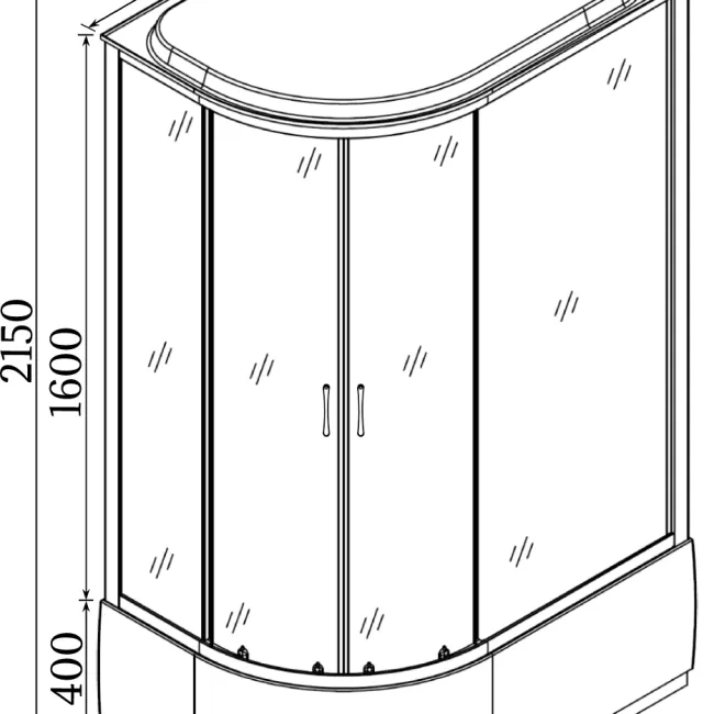 Душовий бокс асиметричний лівий OBRA H120GBSL (H120BL) BRAVO (3уп.)