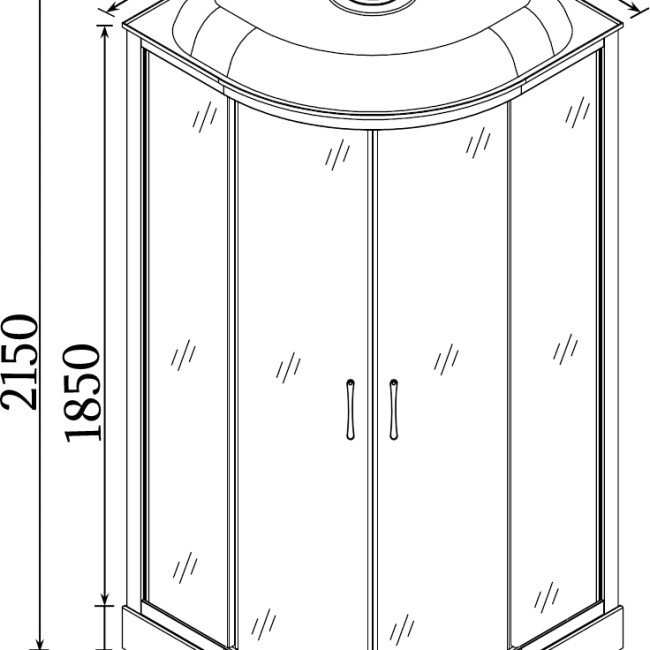 Душовий бокс півкруглий WISLOK L90FFS (L90F) BRAVO (3уп.)