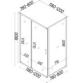 Душова кабіна прямокутна без піддона NISA N120TC (N120T) BRAVO (1уп.) Душова кабіна прямокутна без піддона NISA N120TC (N120T) BRAVO (1уп.)