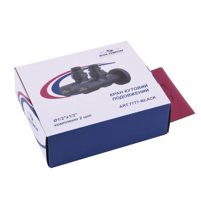 Набір Кран вентильний кутовий з американкою SOLOMON LUX 1/2″ 7777 (2шт.) BLACK (1уп) Набір Кран вентильний кутовий з американкою SOLOMON LUX 1/2″ 7777 (2шт.) BLACK (1уп)
