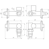 Набір Кран вентильний кутовий з американкою SOLOMON LUX 1/2″ CHROM 7777_TEN (1уп.)