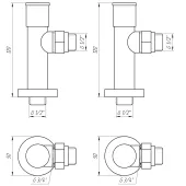 Набір Кран вентильний кутовий з американкою SOLOMON LUX 1/2″ WHITE 7777 (1уп.)