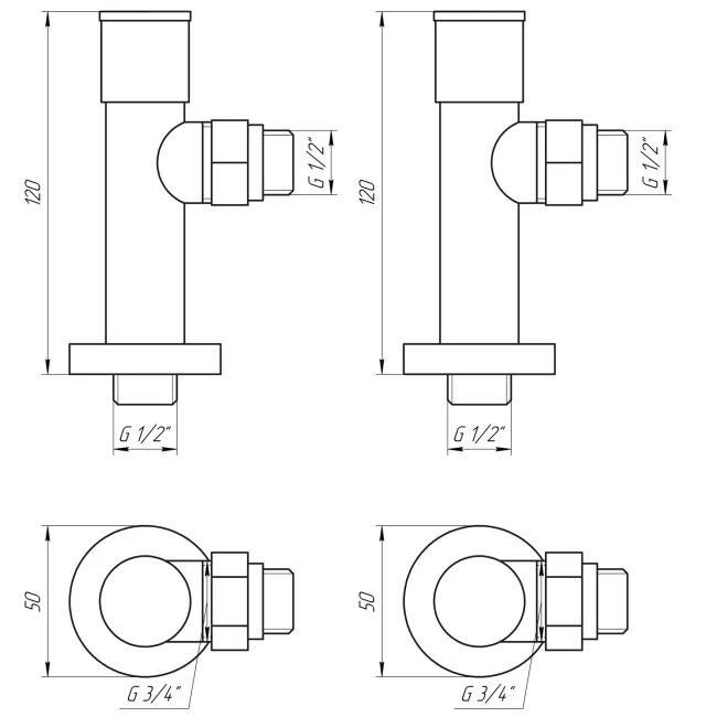 Набір Кран вентильний кутовий з американкою SOLOMON LUX 1/2″ WHITE 7777 (1уп.)