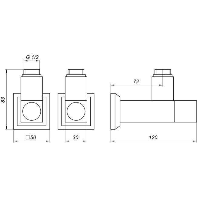 Набір Кран напівобертовий кутовий з американкою SOLOMON LUX 1/2″ CUBE CHROM 8888 (1уп.)