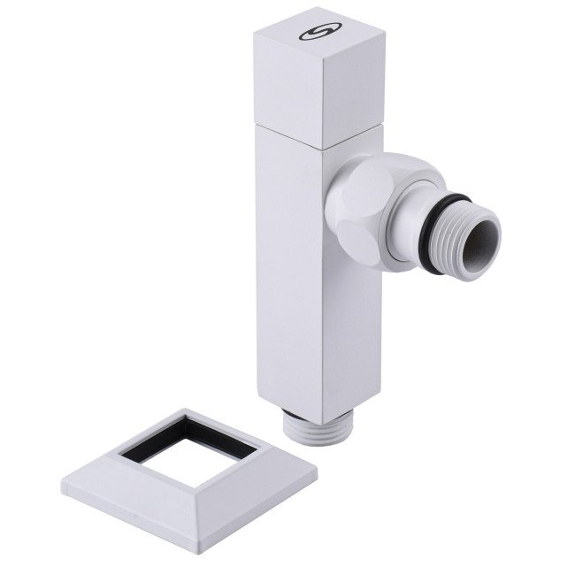 Набір Кран напівобертовий кутовий з американкою SOLOMON LUX 1/2″ CUBE WHITE 8888 (1уп)