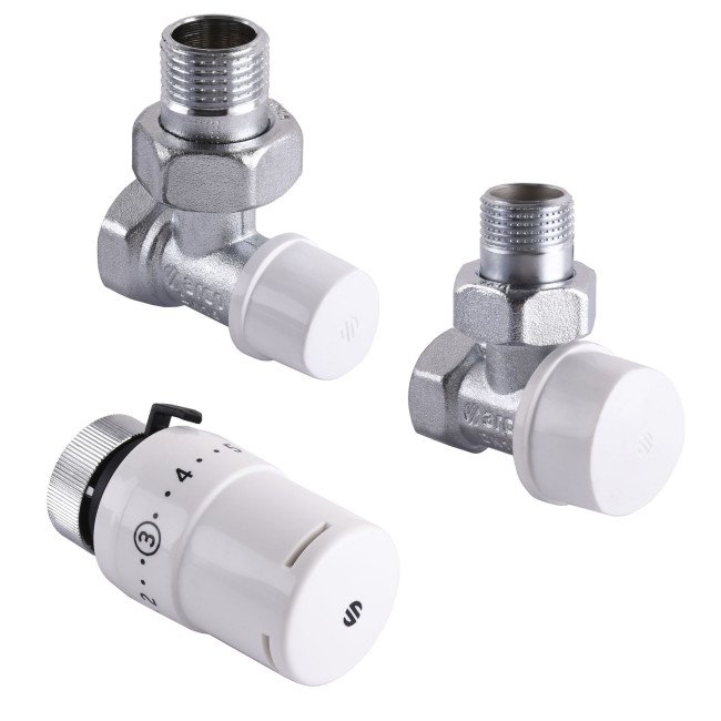 Набір Крани радіаторні кутові ARCO 1/2″ подача + зворотка+ термоголовка KC001 KCТ01 М30 Набір Крани радіаторні кутові ARCO 1/2″ подача + зворотка+ термоголовка KC001 KCТ01 М30
