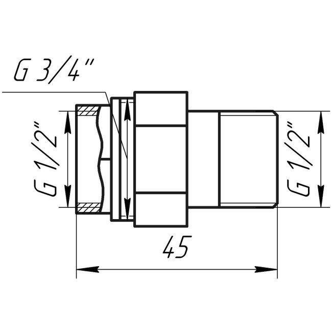 Згін-американка прямий PROFESSIONAL     1/2″ НІКЕЛЬ QP160