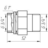 Згінамериканка прямий PROFESSIONAL     3/4″ НІКЕЛЬ QP160