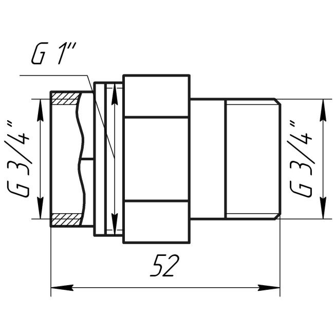 Згінамериканка прямий PROFESSIONAL     3/4″ НІКЕЛЬ QP160
