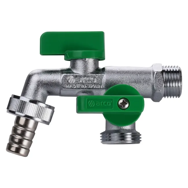 Кран ARCO кульовий для поливу подвійний 1/2″x3/4″x3/4″ 00472 Кран ARCO кульовий для поливу подвійний 1/2″x3/4″x3/4″ 00472