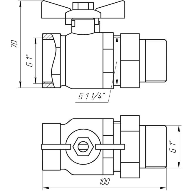 Кран кульовий ARCO 1″ SENA 154105 прямий з американкою (754105) 2 Кран кульовий ARCO 1″ SENA 154105 прямий з американкою (754105) 2