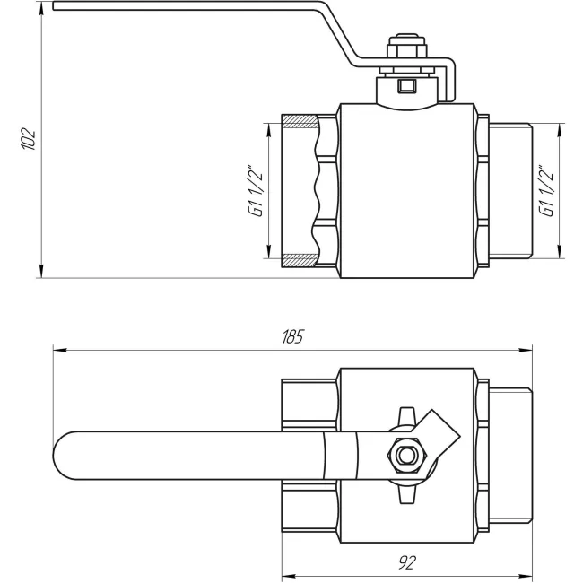 Кран кульовий прямий Q PROFESSIONAL 1 1/2″ ЗВ КР PN40 QP152