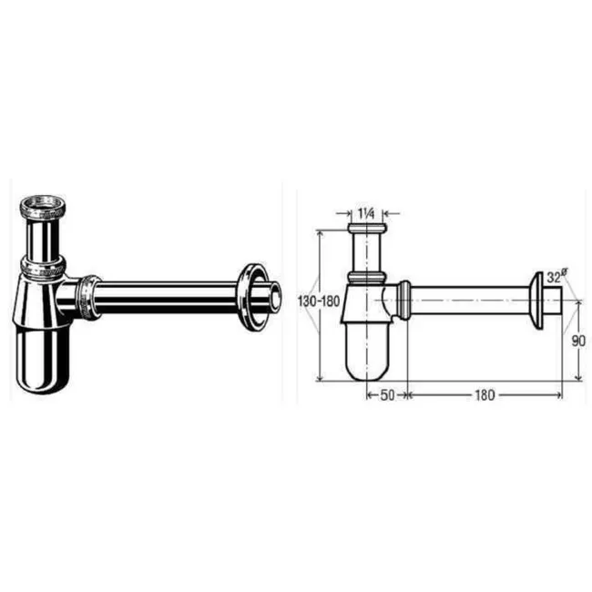 Сифон для раковини VIEGA 1 1/4″ х1 1/4″ металевий хром бутил. б/г100674 2 Сифон для раковини VIEGA 1 1/4″ х1 1/4″ металевий хром бутил. б/г100674 2