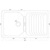 Гранітна мийка Globus Lux BOREN сірий металiк 860х500мм-А0003