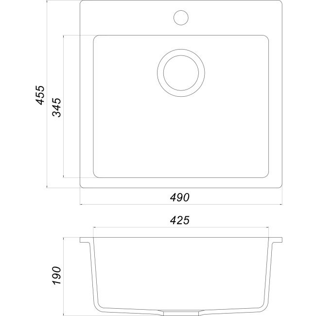 Гранітна мийка Globus Lux AOSTA графiт 490x455мм-А0001 Гранітна мийка Globus Lux AOSTA графiт 490x455мм-А0001