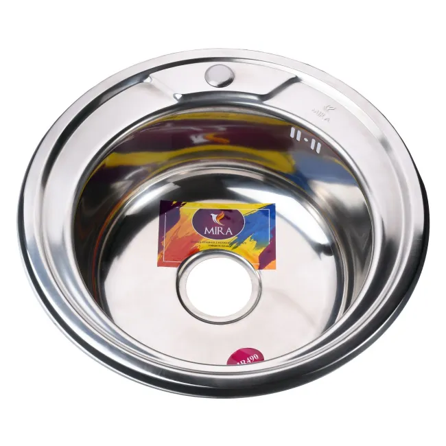 Мийка кухонна врiзна кругла 490х180 Polish MR 490 P Mira Мийка кухонна врiзна кругла 490х180 Polish MR 490 P Mira