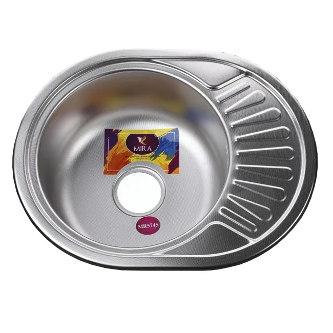 Мийка кухонна врiзна кругла з полицею 570х450х180 Decor MR 5745 D Mira Мийка кухонна врiзна кругла з полицею 570х450х180 Decor MR 5745 D Mira